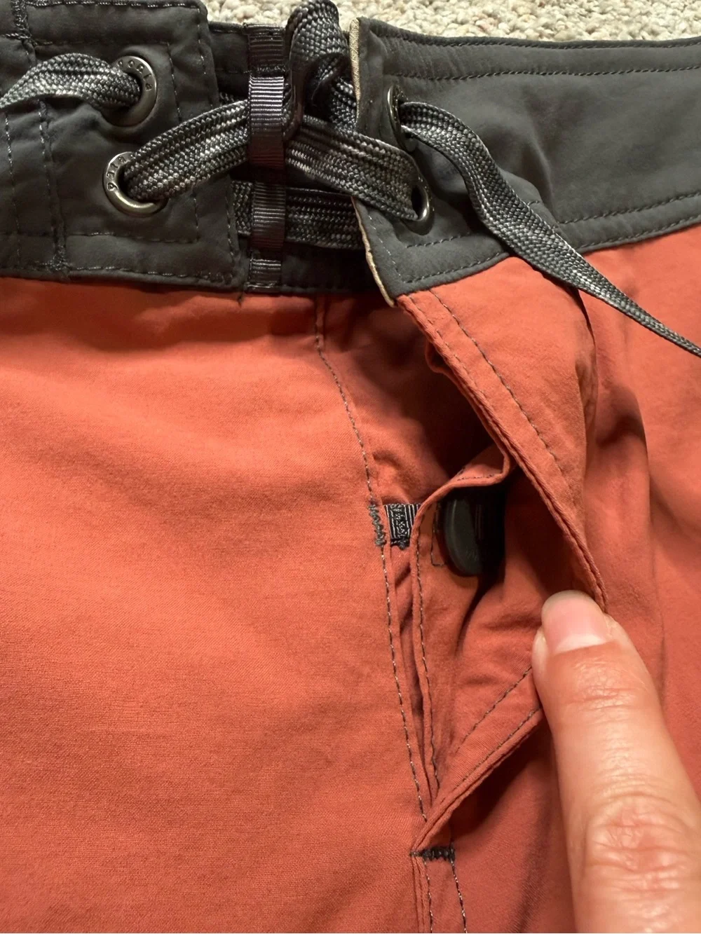 Patagonia Men’s Rust Red Board Shorts with Charcoal Trim 7” inseam